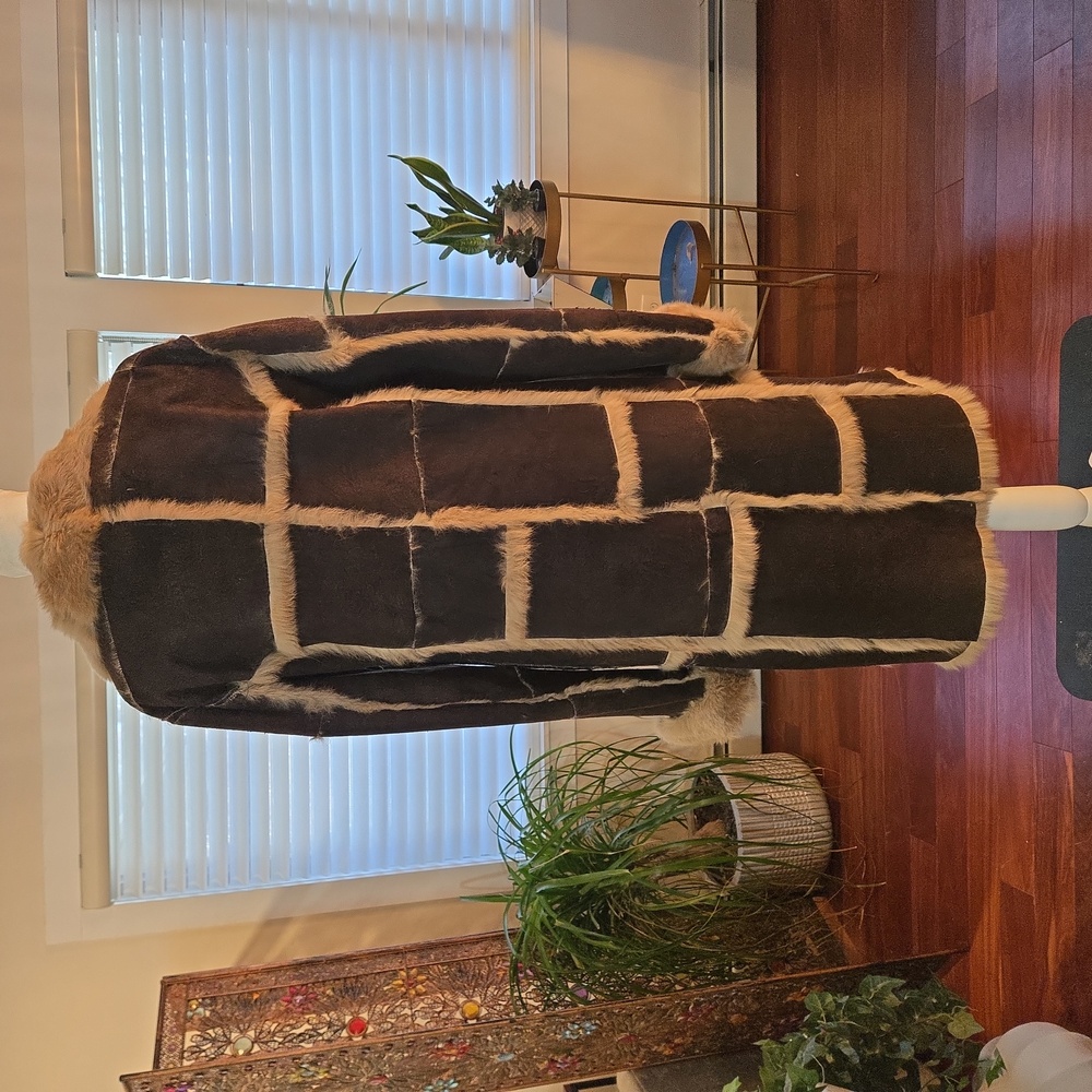 Vtg Guess Shearling Patchwork Chocolate Brown Sue… - image 4